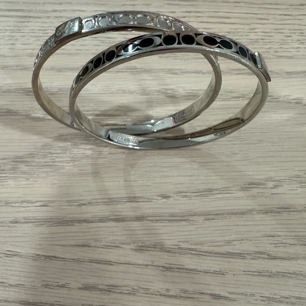 Coach Silver and Black Bangle Set